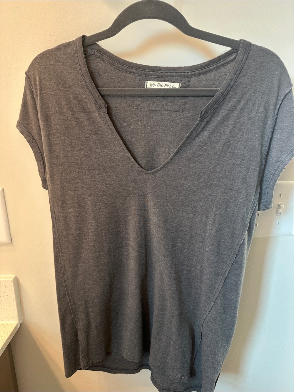 We The Free Charcoal V-Neck Short Sleeve Tee